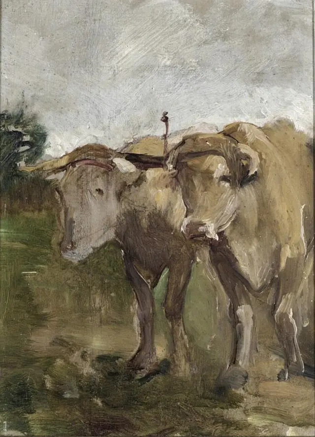 Toulouse-Lautrec_-_DEUX_BŒUFS_SOUS_LE_JOUG,_lot.96_(cropped)
